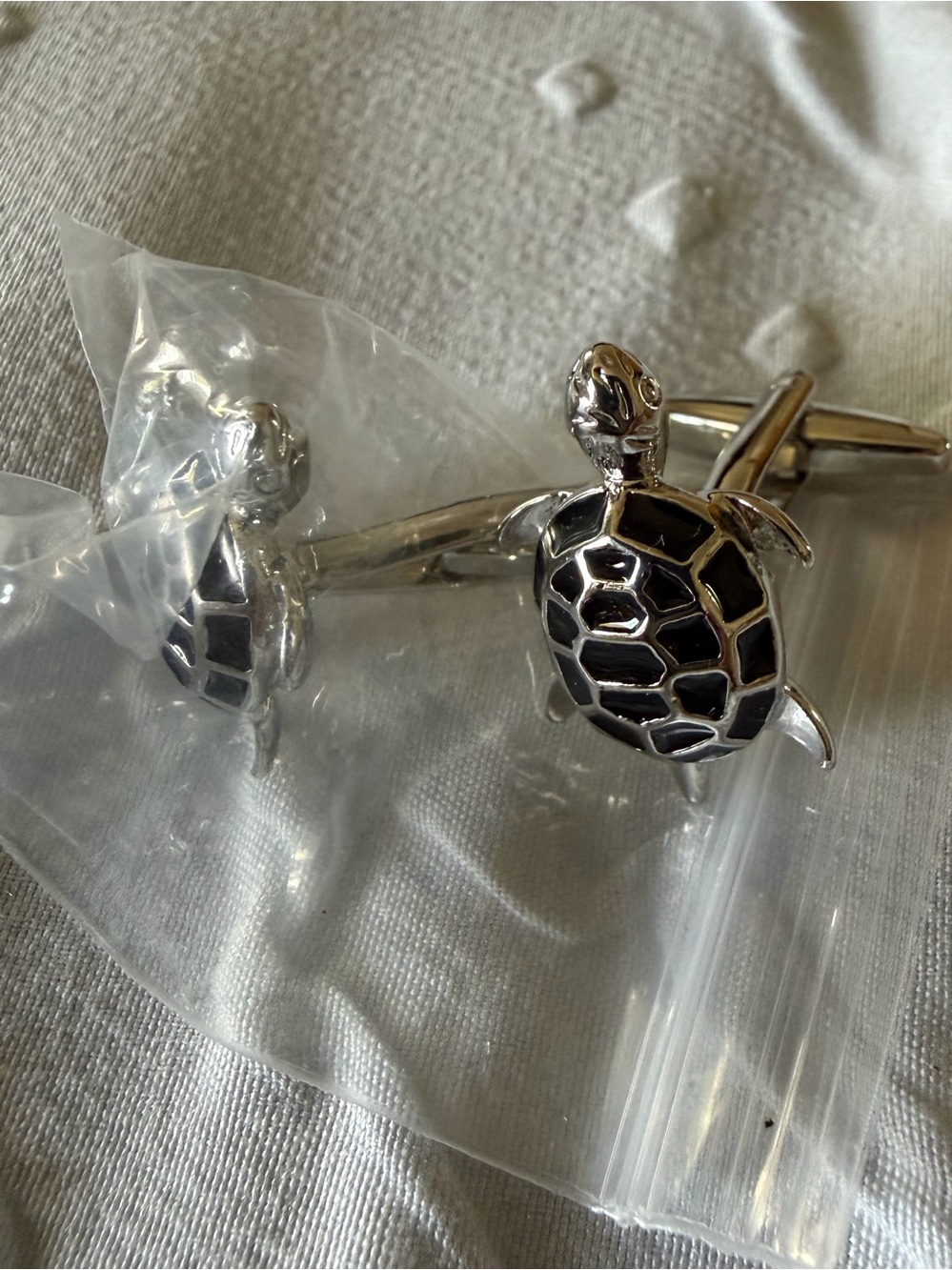 New Black & Silver Sea Turtle Cufflinks - Men's Accessories